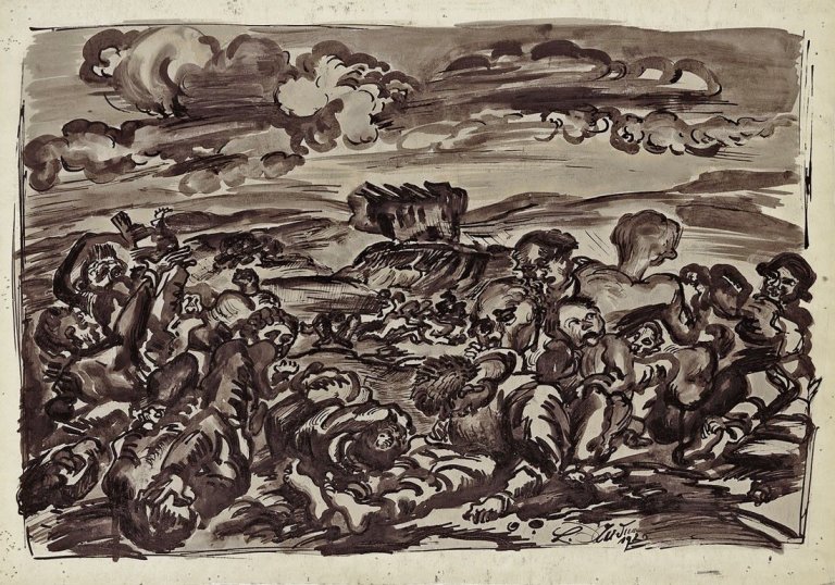 Auf diesem Bild ist das folgende Kunstwerk zu sehen: Ludwig Meidner. Apokalypse. 1920.