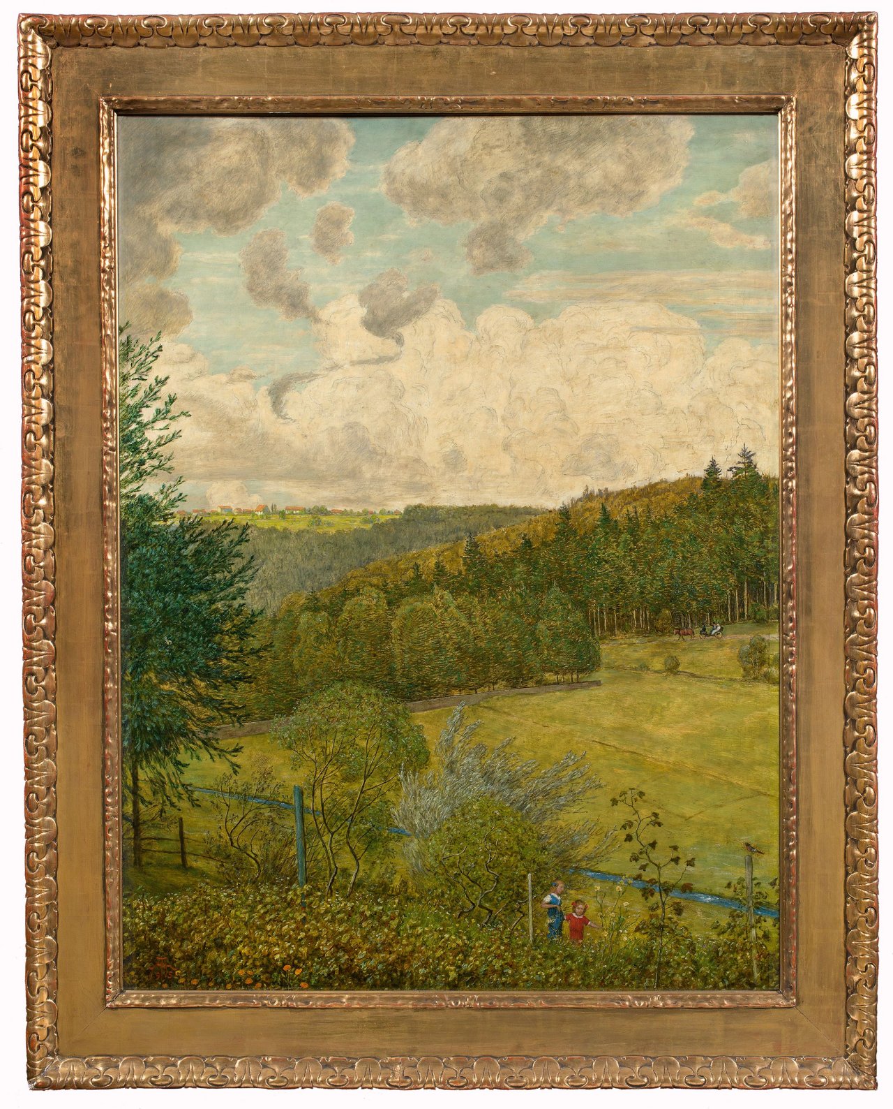 Auf diesem Bild ist das folgende Kunstwerk zu sehen: Hans Thoma. Glücklicher Sommertag in Marxzell. 1915.