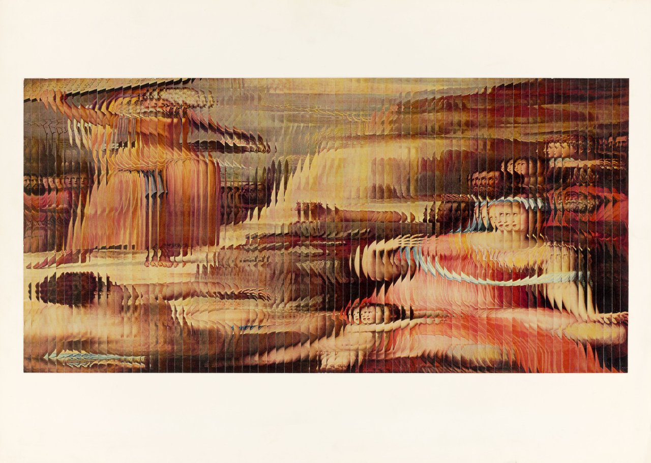 This picture shows the following artwork: Jiří Kolář. Untitled (Moses zertrümmert die Gesetzestafeln). 1968/95.