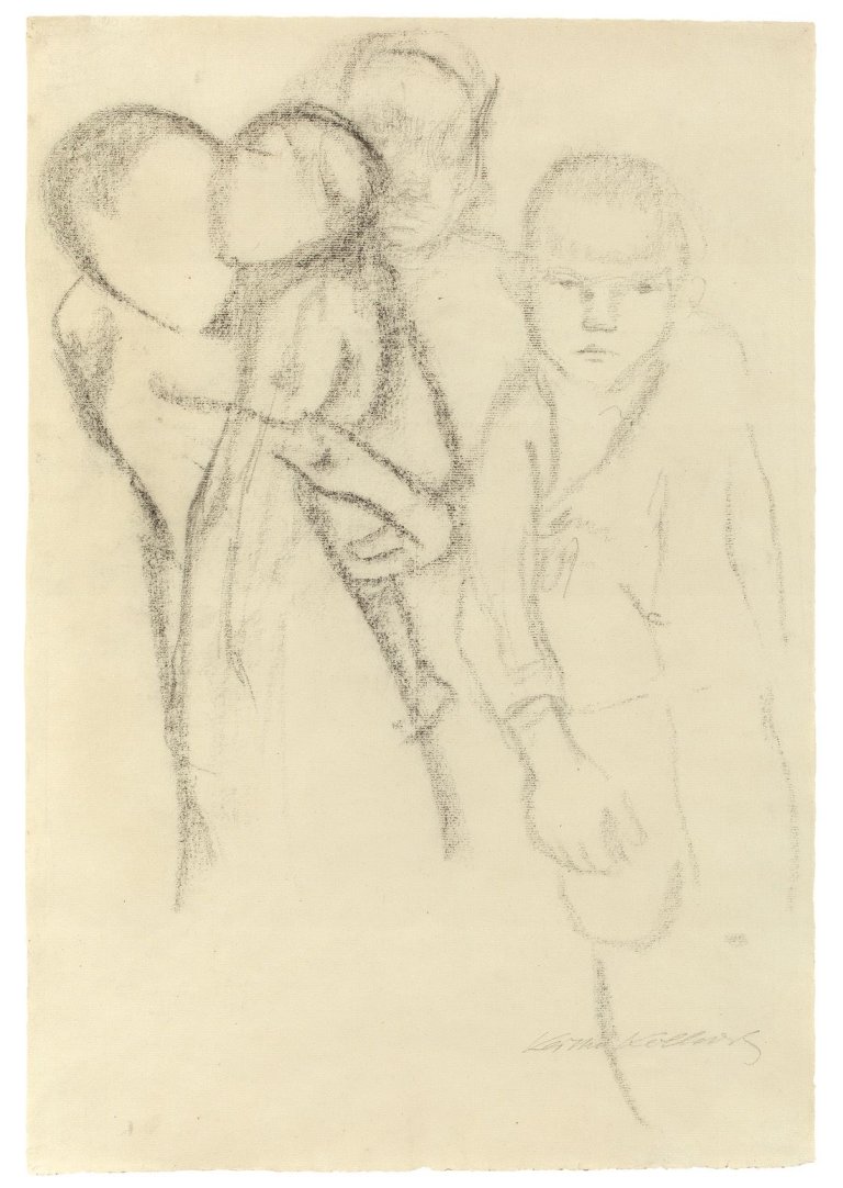 Auf diesem Bild ist das folgende Kunstwerk zu sehen: Käthe Kollwitz. „Mutter mit Kindern“. Um 1919/20.