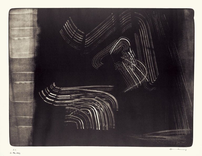 Auf diesem Bild ist das folgende Kunstwerk zu sehen: Hans Hartung. L-14-1973 / L-11-1973. 1973.