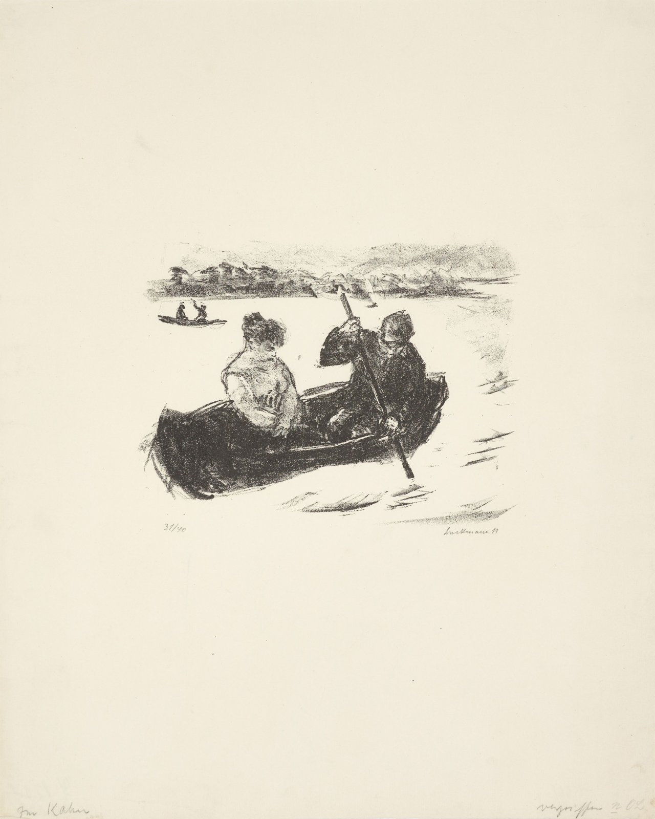 Auf diesem Bild ist das folgende Kunstwerk zu sehen: Max Beckmann. „Boote auf dem Tegeler See“. 1911.