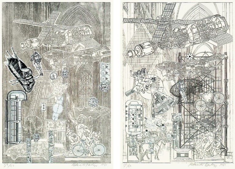 Auf diesem Bild ist das folgende Kunstwerk zu sehen: Eduardo Paolozzi. „Blueprints for a New Museum“. 1980.