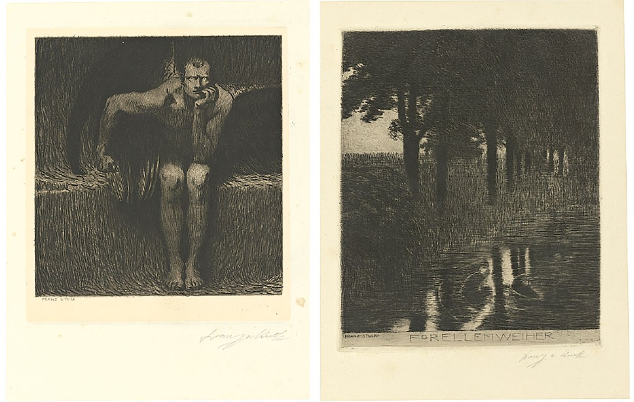 Auf diesem Bild ist das folgende Kunstwerk zu sehen: Franz von Stuck. Lucifer / „Forellenweiher“.