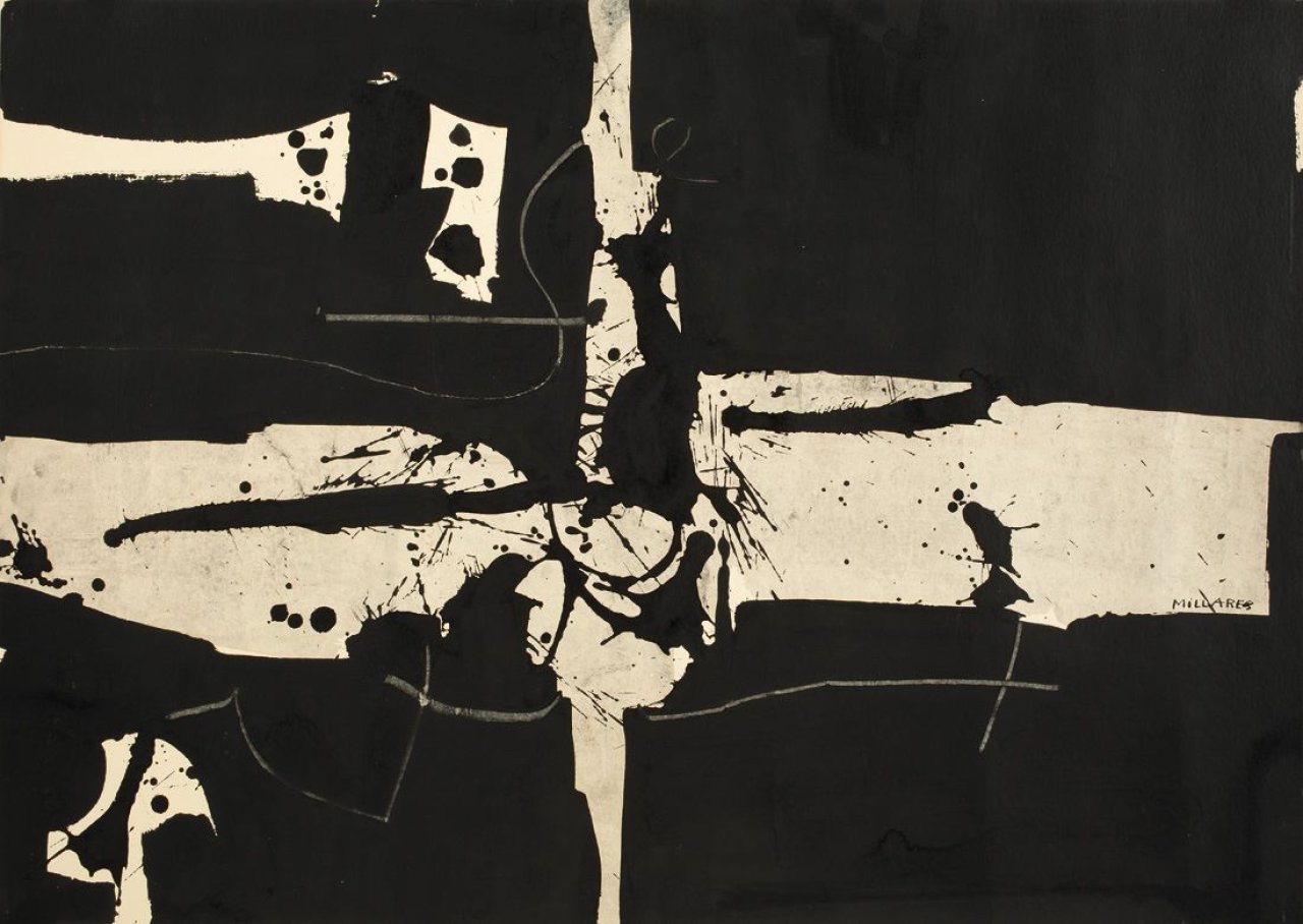 Auf diesem Bild ist das folgende Kunstwerk zu sehen: Manolo Millares. Ohne Titel. 1955.