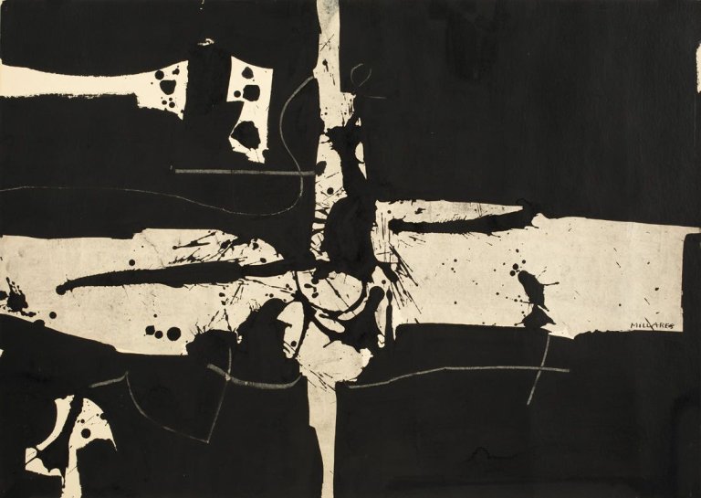 Auf diesem Bild ist das folgende Kunstwerk zu sehen: Manolo Millares. Ohne Titel. 1955.