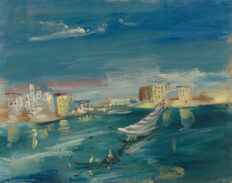 Auf diesem Bild ist das folgende Kunstwerk zu sehen: Wilhelm Kohlhoff. „Venedig - Lagune“. Um 1930.