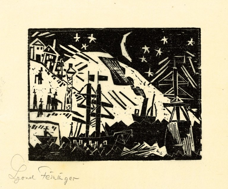 Auf diesem Bild ist das folgende Kunstwerk zu sehen: Lyonel Feininger. „Nacht an der Küste“. 1918.