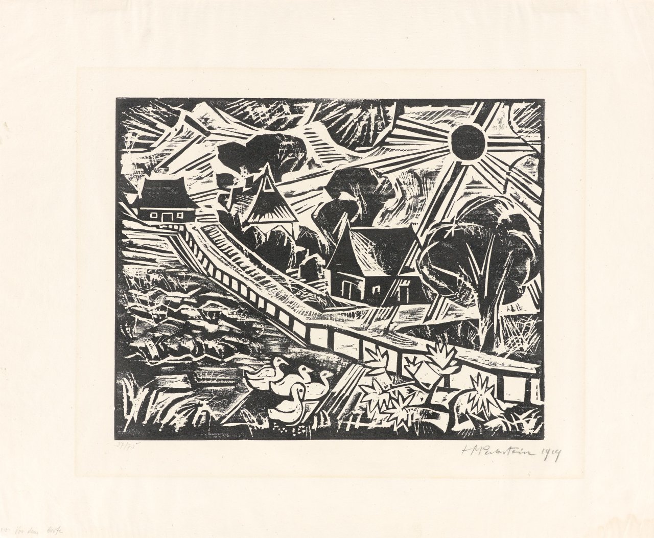 Auf diesem Bild ist das folgende Kunstwerk zu sehen: Max Pechstein. „Der Morgen vor dem Dorfe“. 1919.