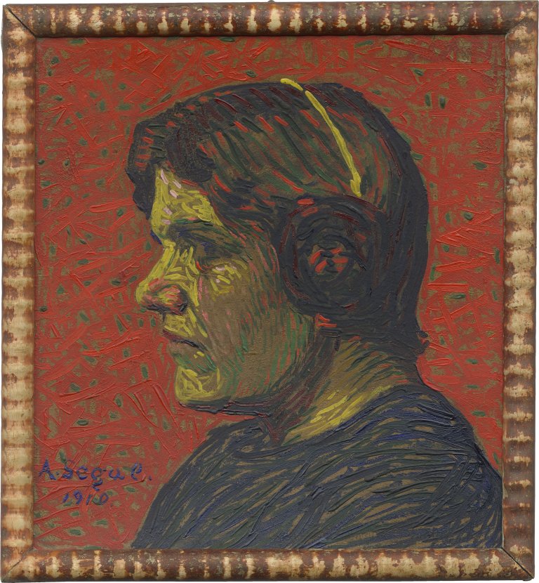 Auf diesem Bild ist das folgende Kunstwerk zu sehen: Arthur Segal. Porträt Emmy Nienburg. 1910.