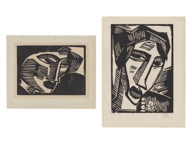 Auf diesem Bild ist das folgende Kunstwerk zu sehen: Karl Schmidt-Rottluff. „Frauenkopf (Kopf)“ / „Frauenkopf“. 1915/19 bzw. 1916/20.