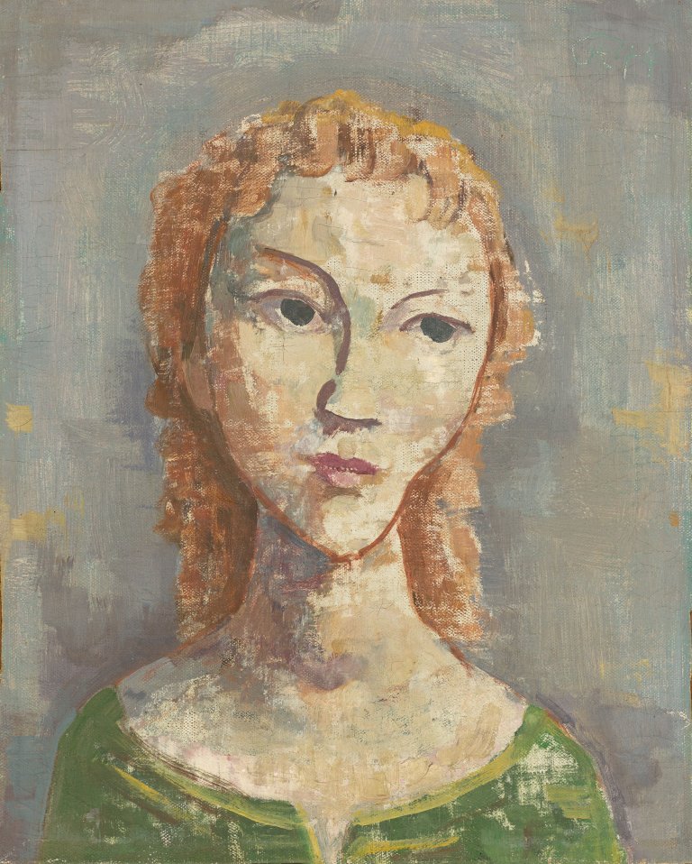Auf diesem Bild ist das folgende Kunstwerk zu sehen: Karl Hofer. „Mädchenkopf“. 1944.