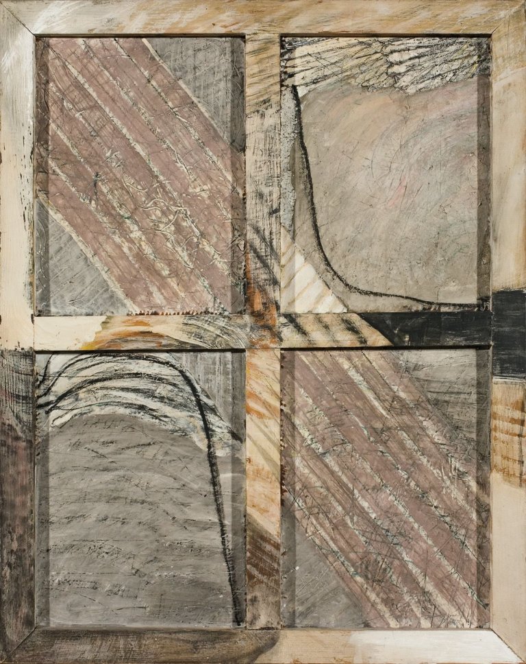 Auf diesem Bild ist das folgende Kunstwerk zu sehen: Gerhard Hoehme. „Mehrebenenfenster“. 1964.