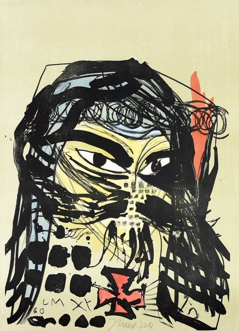 Auf diesem Bild ist das folgende Kunstwerk zu sehen: Jonathan Meese. „1. Heilbuttn's der Kunst (Formzucki)“. 2006/11.