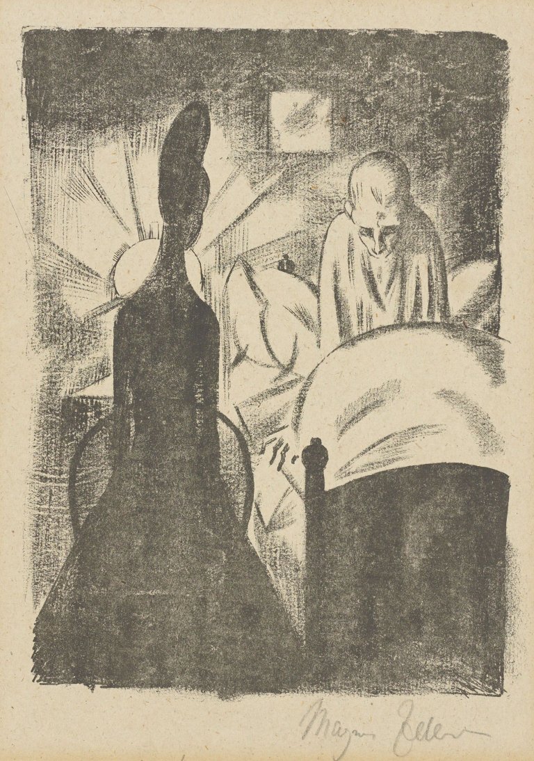 Auf diesem Bild ist das folgende Kunstwerk zu sehen: Magnus Zeller. „Nähmädchen“ / „Der Schwindsüchtige“. 1918/20.