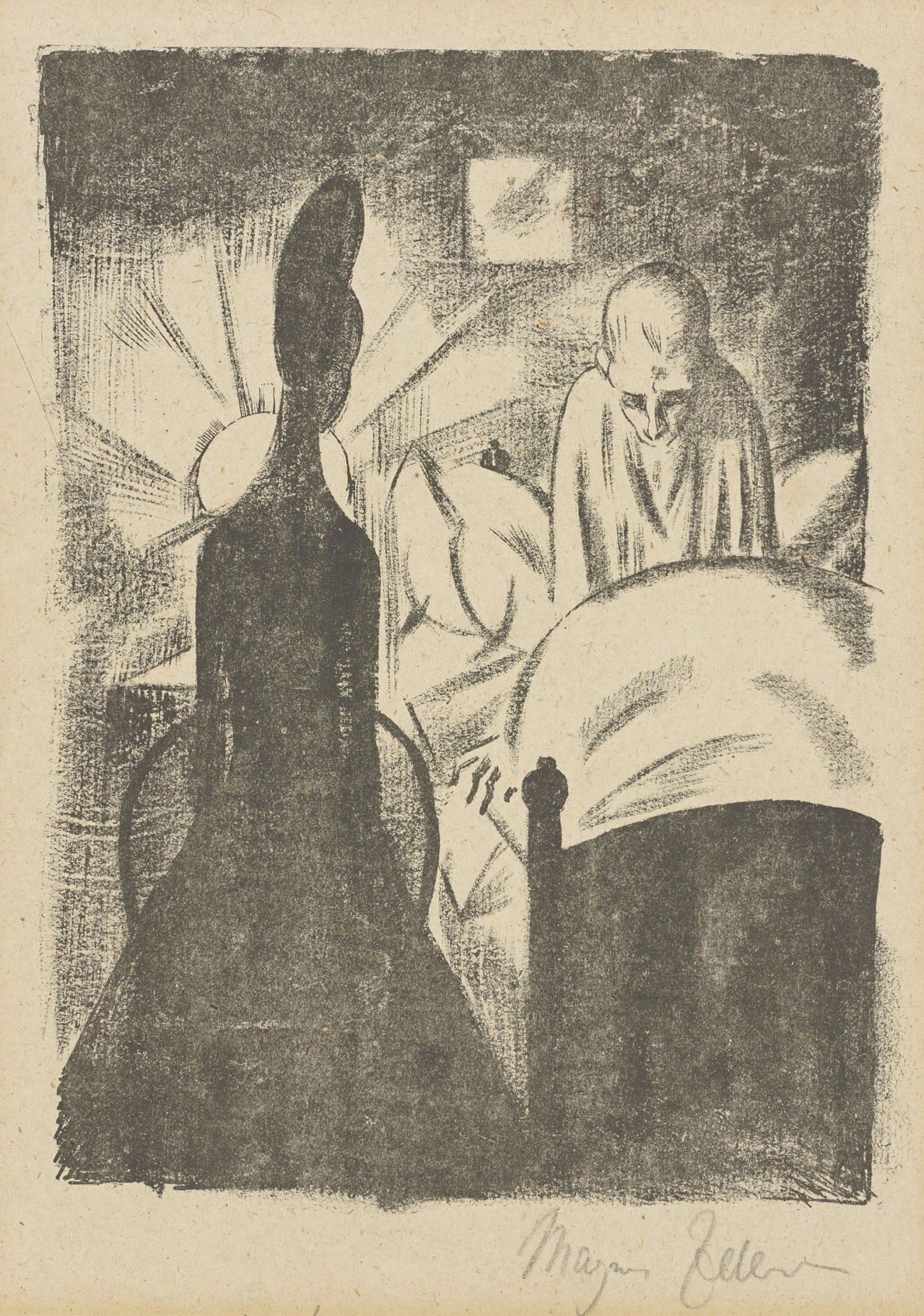 Auf diesem Bild ist das folgende Kunstwerk zu sehen: Magnus Zeller. „Nähmädchen“ / „Der Schwindsüchtige“. 1918/20.