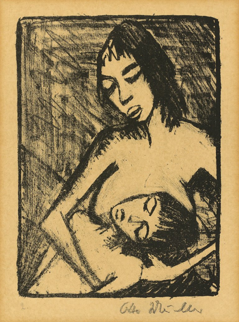Auf diesem Bild ist das folgende Kunstwerk zu sehen: Otto Mueller. „Mutter und Kind 2 (kleine Fassung)“. 1920.