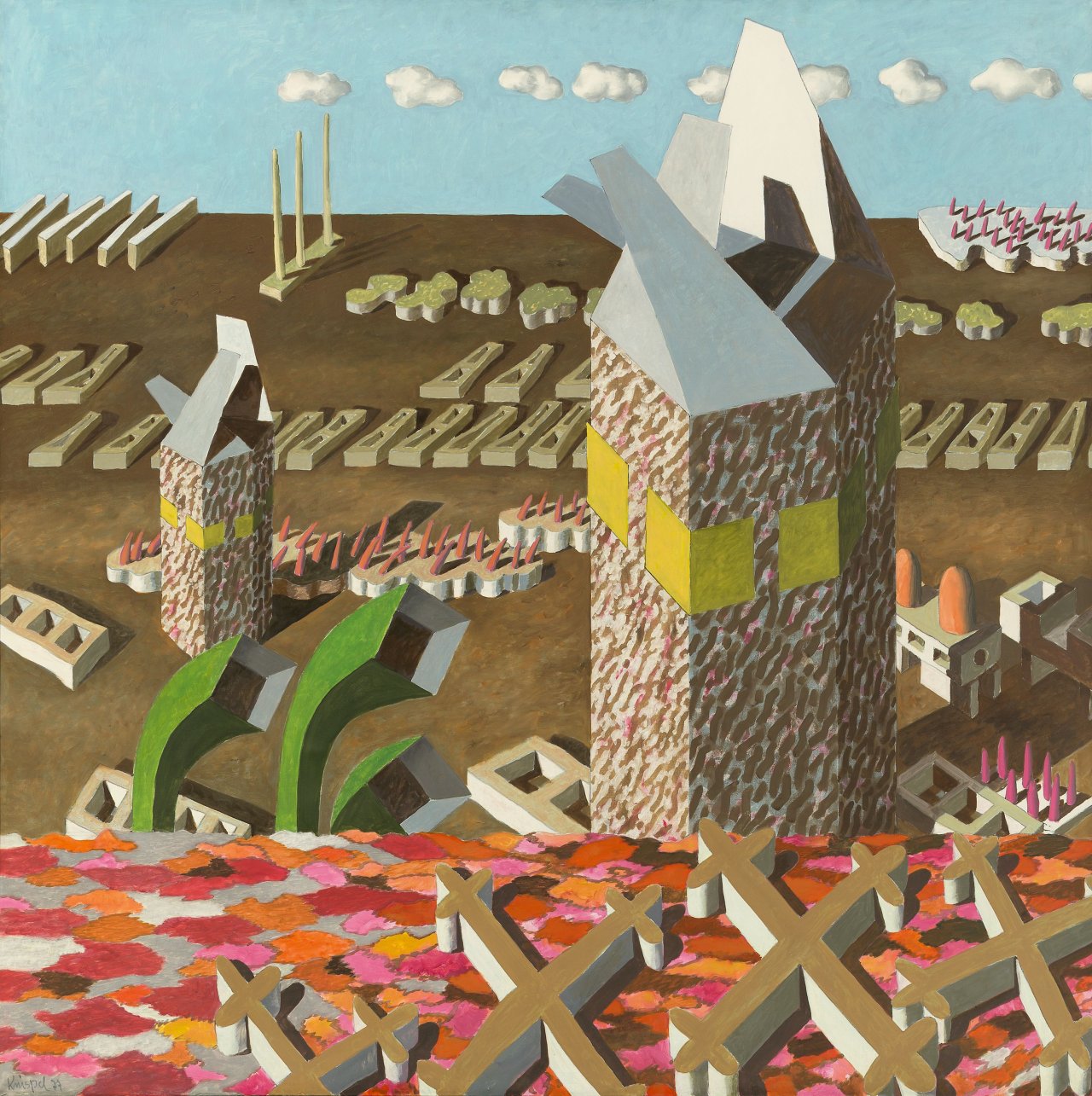 Auf diesem Bild ist das folgende Kunstwerk zu sehen: Ulrich Knispel. „Falttürme“. 1977.