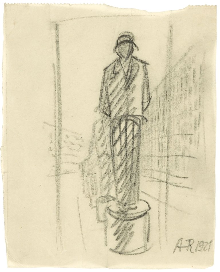 Auf diesem Bild ist das folgende Kunstwerk zu sehen: Anton Räderscheidt. „Ohne Titel (Figur auf Sockel)“. 1921.