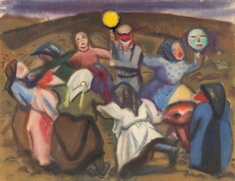 Auf diesem Bild ist das folgende Kunstwerk zu sehen: Curt Querner. „Kinderkarneval im Erzgebirge“. 1954.