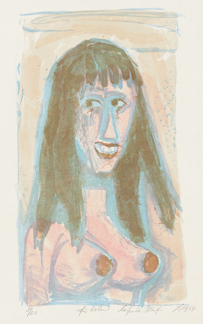 Auf diesem Bild ist das folgende Kunstwerk zu sehen: Otto Dix. „Lachendes Mädchen“. 1964.