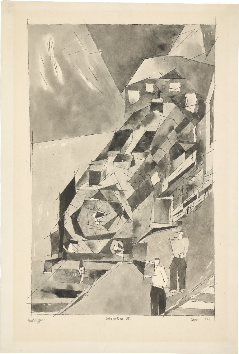This picture shows the following artwork: Lyonel Feininger. ”Lokomotive V”. 1933.
