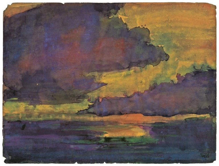 This picture shows the following artwork: Emil Nolde. „Abendlicher Himmel“. Circa 1920.