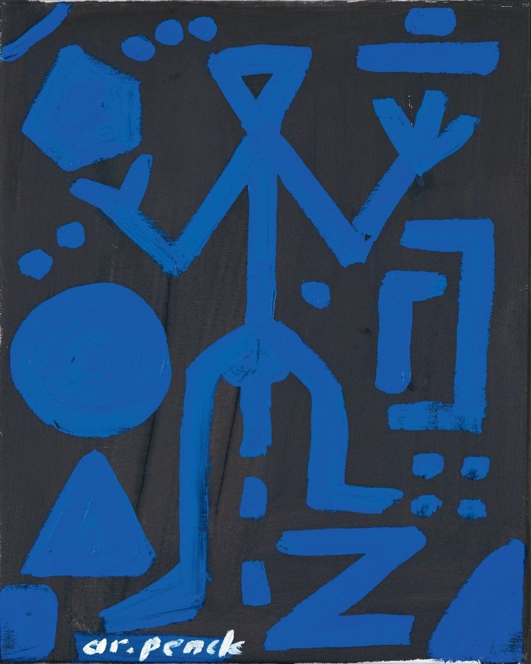 Auf diesem Bild ist das folgende Kunstwerk zu sehen: A.R. Penck. Ohne Titel (Blau). 1994/95.