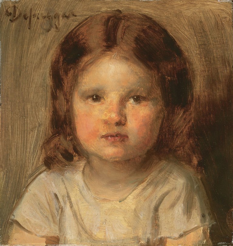 Auf diesem Bild ist das folgende Kunstwerk zu sehen: Franz von Defregger. Kinderbildnis.