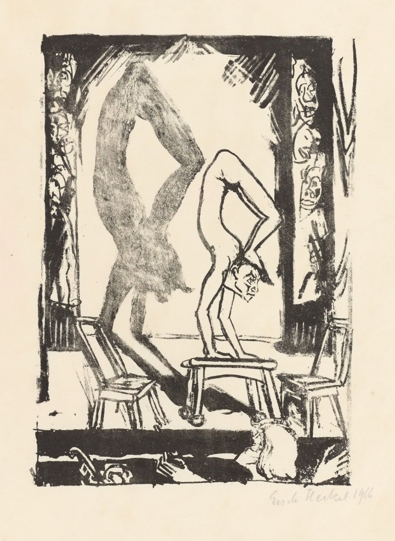 Auf diesem Bild ist das folgende Kunstwerk zu sehen: Erich Heckel. „Handstand“. 1916.