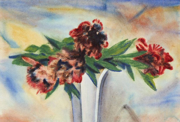 Auf diesem Bild ist das folgende Kunstwerk zu sehen: Fritz Stuckenberg. Blumenstilleben. Um 1925/35.