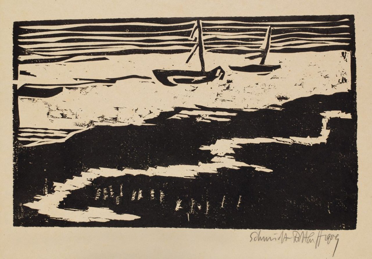 Auf diesem Bild ist das folgende Kunstwerk zu sehen: Karl Schmidt-Rottluff. „Wattenmeer“. 1909.