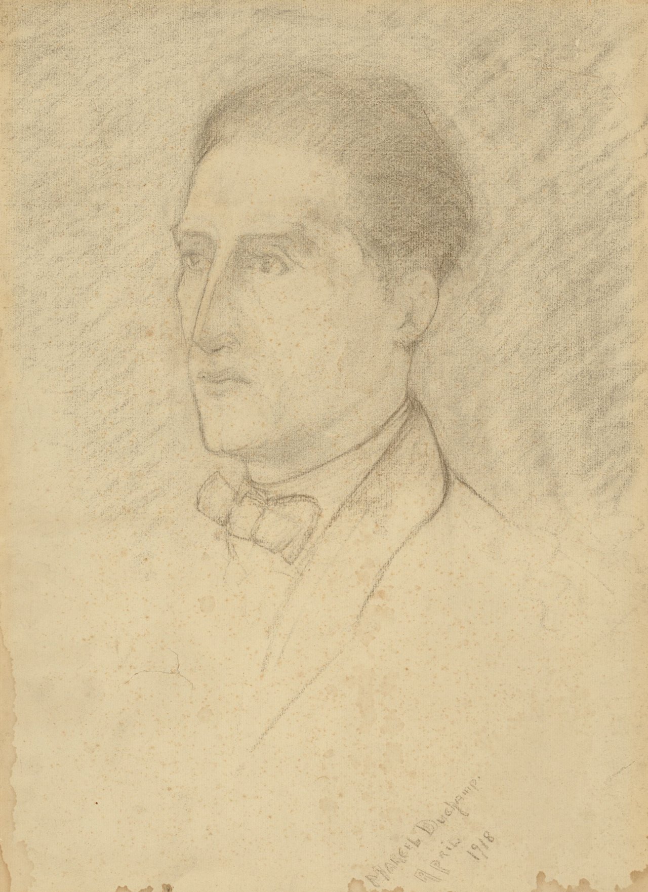 Auf diesem Bild ist das folgende Kunstwerk zu sehen: Katherine Sophie Dreier. Portrait Marcel Duchamp. 1918.