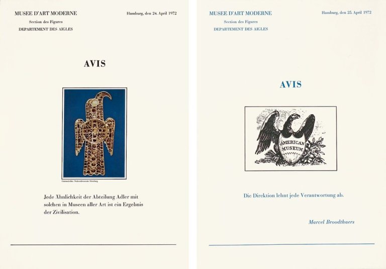 Auf diesem Bild ist das folgende Kunstwerk zu sehen: Marcel Broodthaers. „Six lettres ouvertes . AVIS“. 1972.