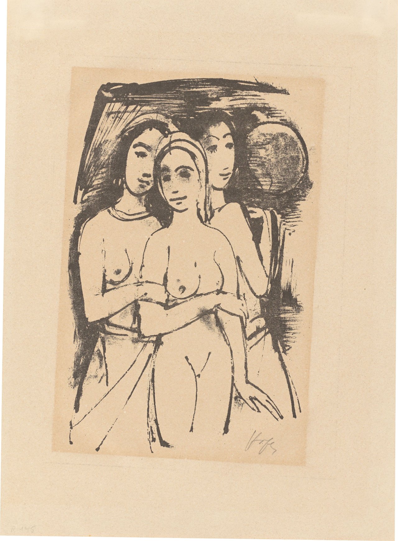 Auf diesem Bild ist das folgende Kunstwerk zu sehen: Karl Hofer. Aus: „Adolf von Hatzfeld: Liebesgedichte“. 1922.