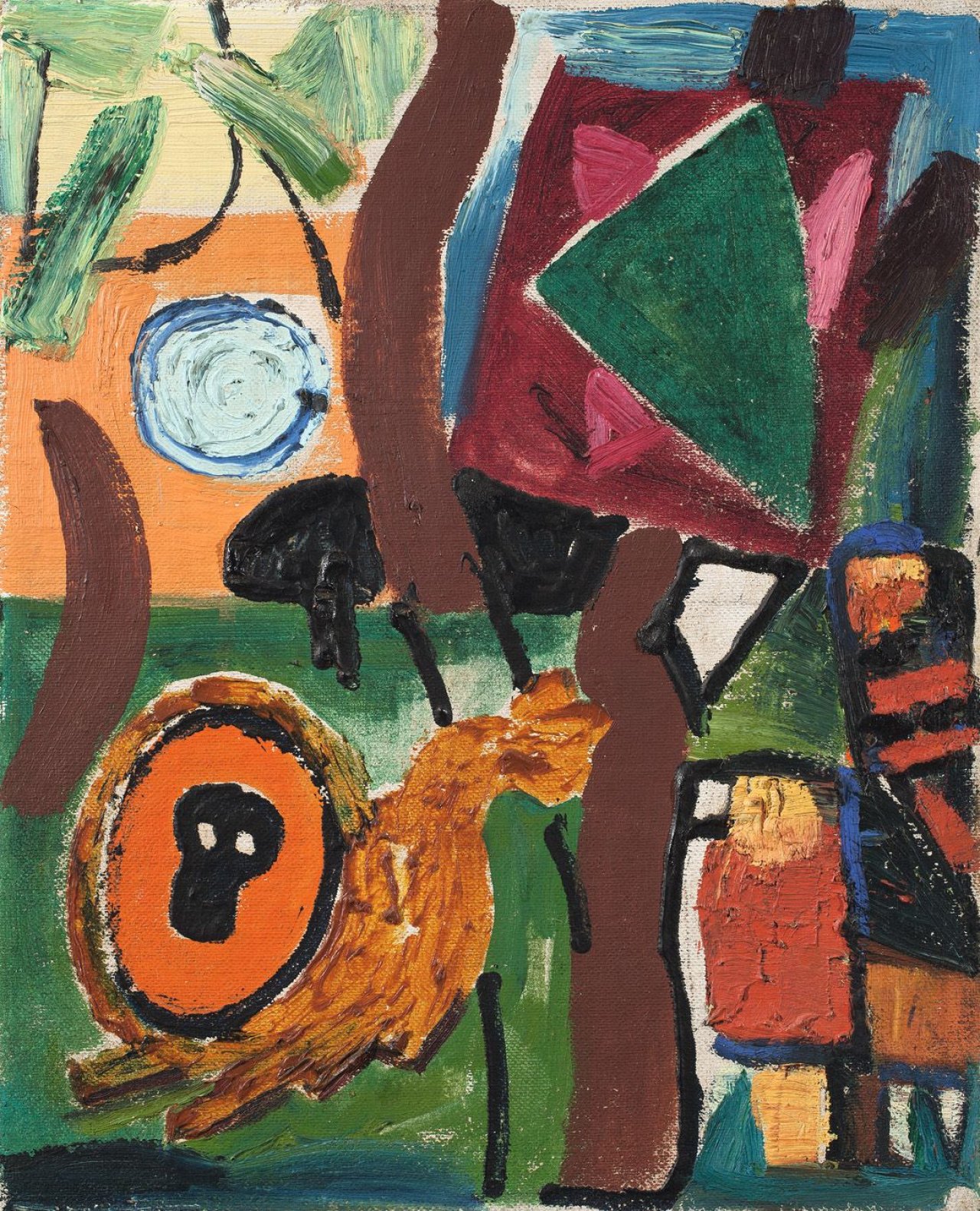 Auf diesem Bild ist das folgende Kunstwerk zu sehen: Ida Kerkovius. Komposition mit Löwe. 1953.