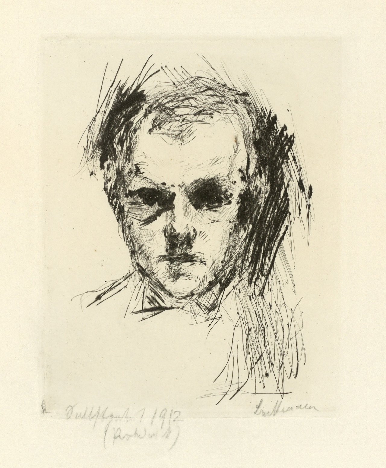 Auf diesem Bild ist das folgende Kunstwerk zu sehen: Max Beckmann. „Kleines Selbstbildnis“. 1912.