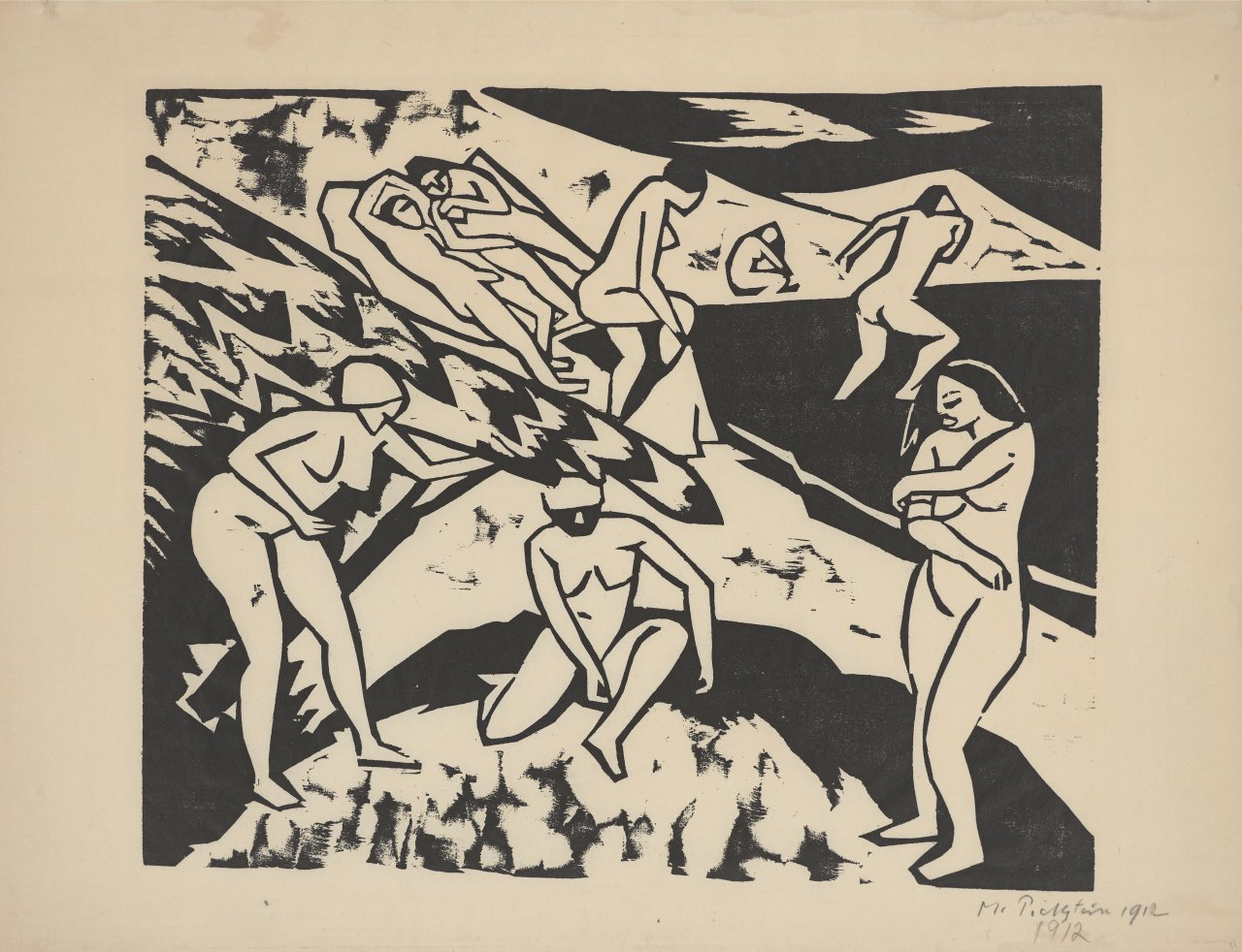 Auf diesem Bild ist das folgende Kunstwerk zu sehen: Max Pechstein. „Badende III“. 1911.