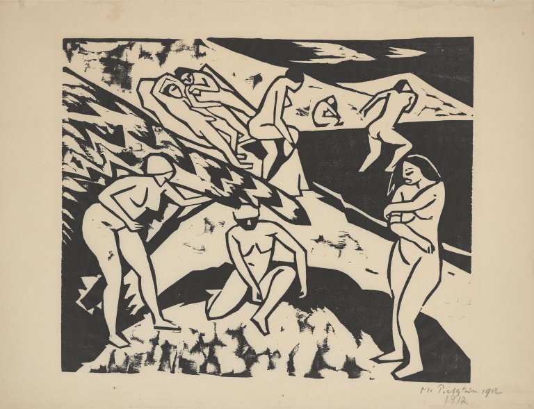 Auf diesem Bild ist das folgende Kunstwerk zu sehen: Max Pechstein. „Badende III“. 1911.