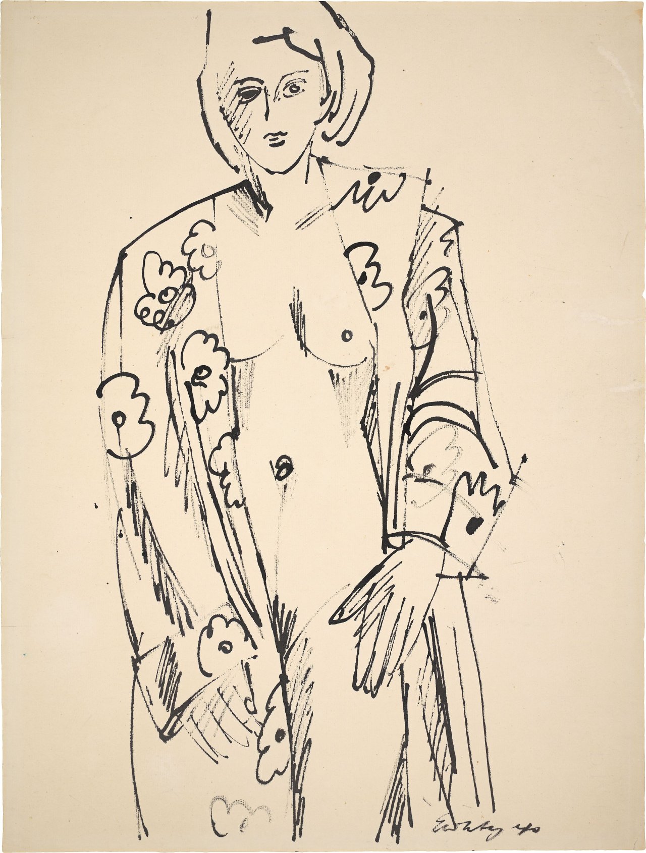 Auf diesem Bild ist das folgende Kunstwerk zu sehen: Ernst Wilhelm Nay. „Im Morgenmantel“. 1940.