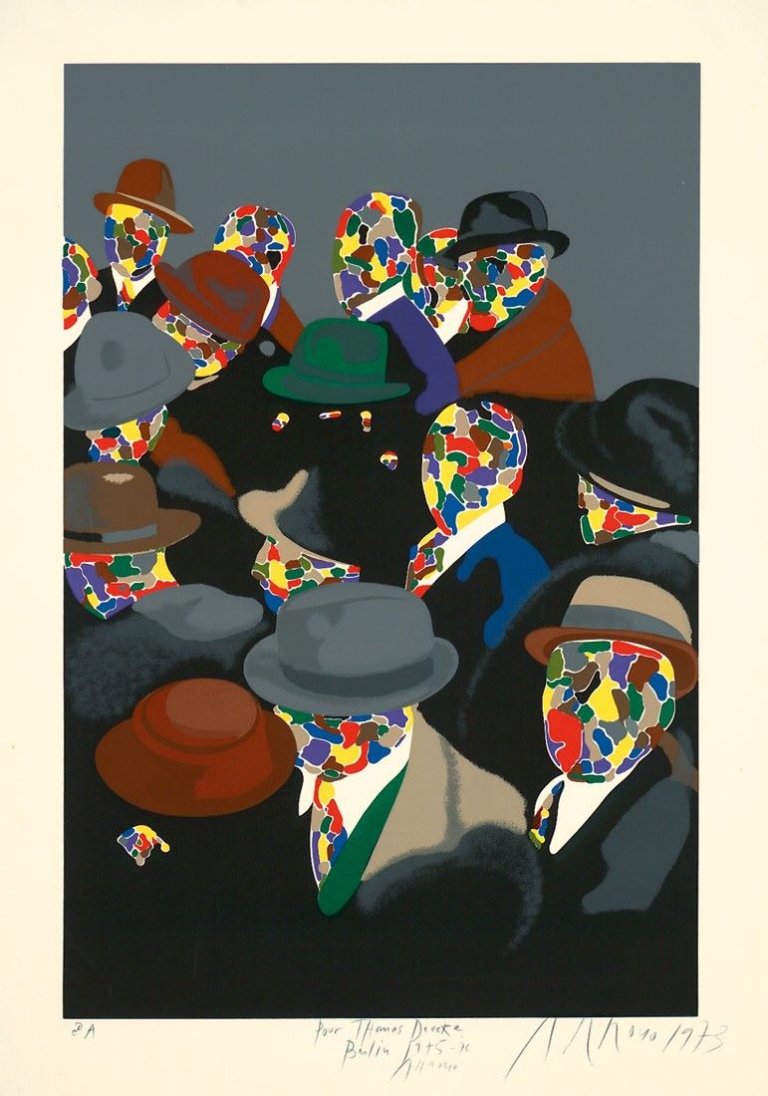 Auf diesem Bild ist das folgende Kunstwerk zu sehen: Eduardo Arroyo. „Parmi les Peintres/Entre Pintores“. 1973.