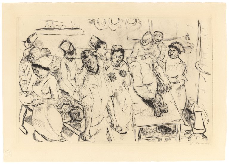 Auf diesem Bild ist das folgende Kunstwerk zu sehen: Max Beckmann. „Große Operation“. Um 1914.