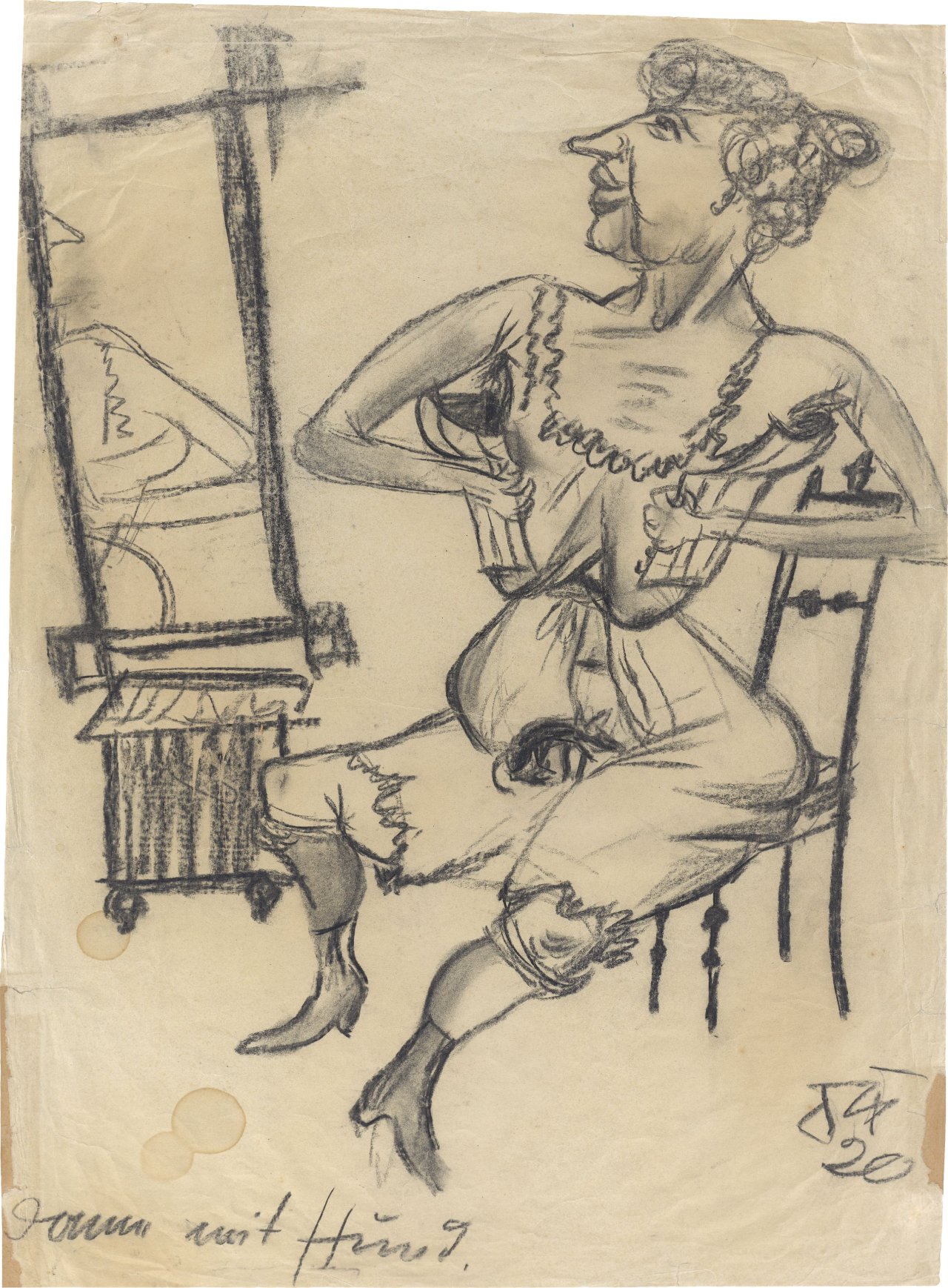 Auf diesem Bild ist das folgende Kunstwerk zu sehen: Otto Dix. „Dame mit Hund“. 1920.