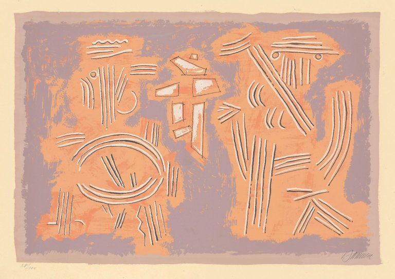 Auf diesem Bild ist das folgende Kunstwerk zu sehen: Willi Baumeister. „Mykene“. 1954.