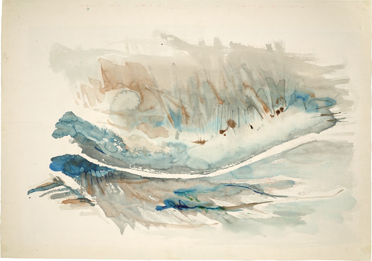 Auf diesem Bild ist das folgende Kunstwerk zu sehen: Gerhard Hoehme. Ohne Titel (Darstellung von Kaiserswerth). 1957.