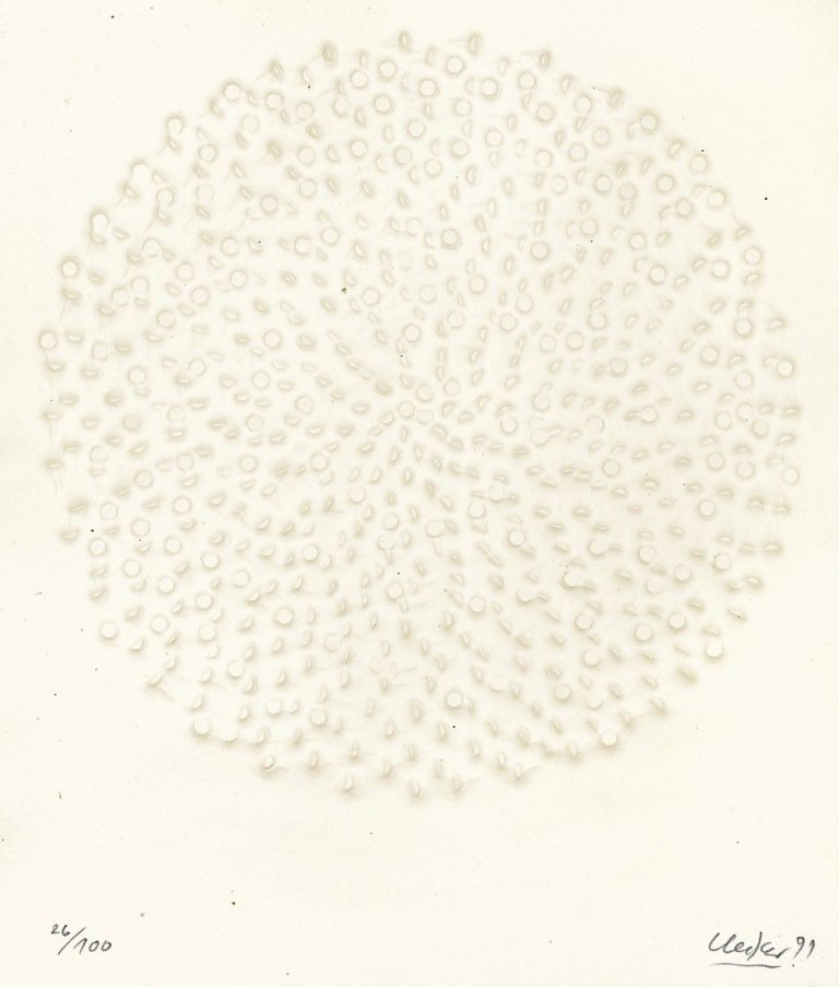 Auf diesem Bild ist das folgende Kunstwerk zu sehen: Günther Uecker. Ohne Titel. 1991.