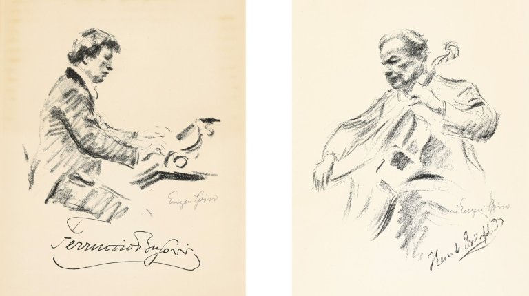 Auf diesem Bild ist das folgende Kunstwerk zu sehen: Eugen Spiro. „Ferruccio Busoni“ / „Heinrich Grünfeld“. 1922.
