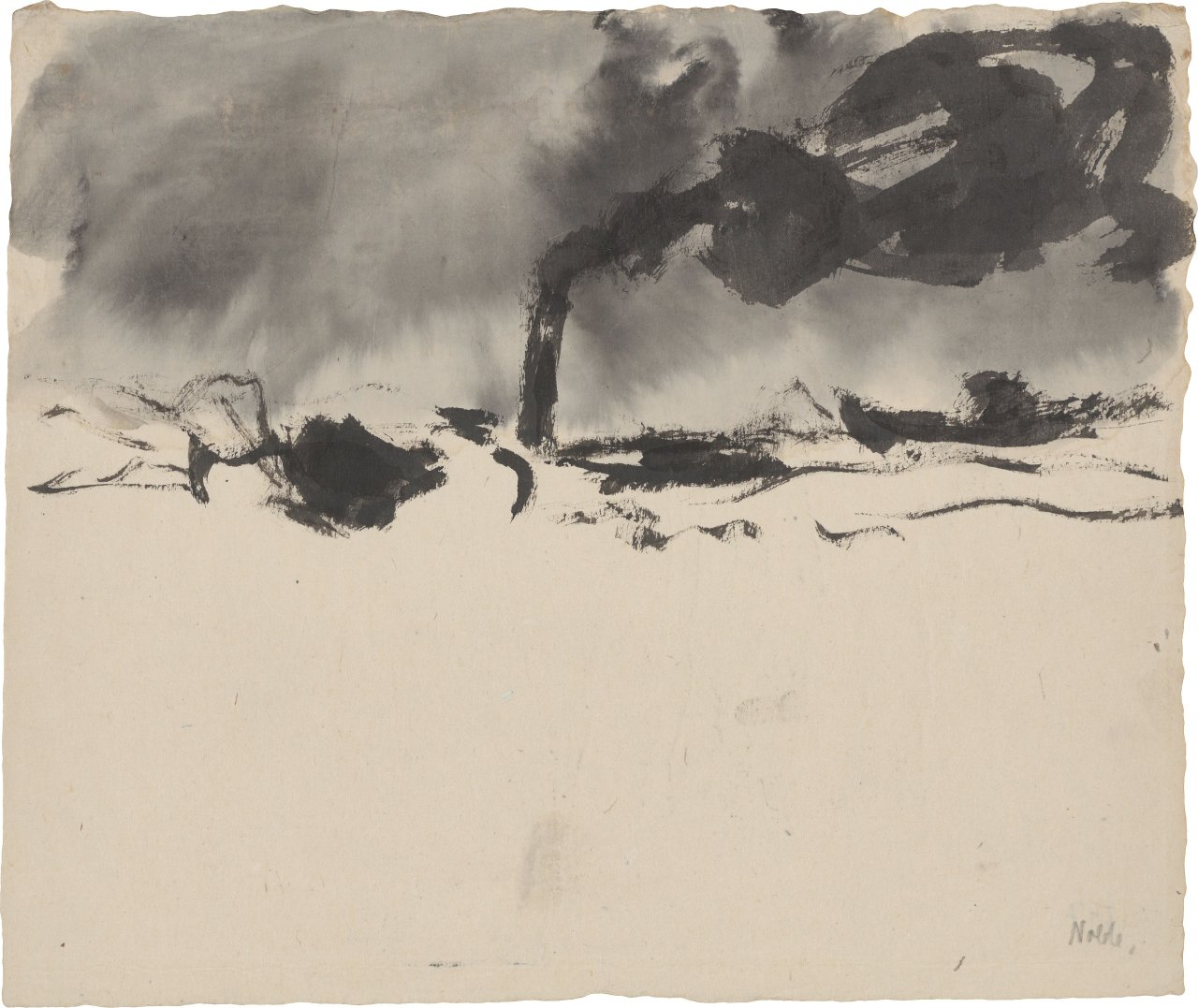 This picture shows the following artwork: Emil Nolde. ”Schleppzug im Hamburger Hafen”. 1910.