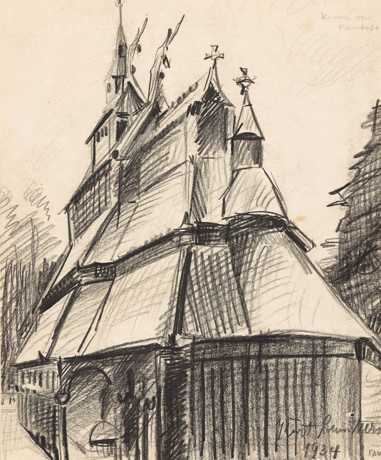Auf diesem Bild ist das folgende Kunstwerk zu sehen: Kurt Schwitters. Kirche von Fantoft. 1934.