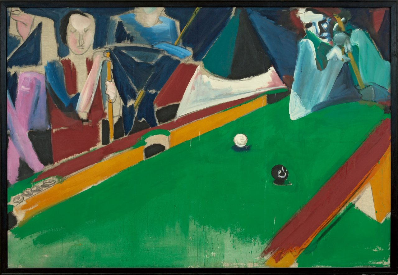 Auf diesem Bild ist das folgende Kunstwerk zu sehen: Karl Horst Hödicke. „Billard mit Helmut“. 1984.
